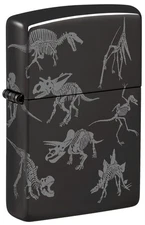 Zippo Lighter: Dinosaur Skeletons, Photo 360 - High Polish Black 46111