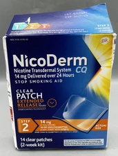 NicoDerm CQ Stop Smoking Step 2 Patches 2 Week Kit Exp 8/2027 NEW Open Box
