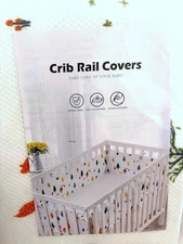 Breathable Mesh Crib Rail Covers 9"H Liner for Full-Size Cribs, Forest Theme