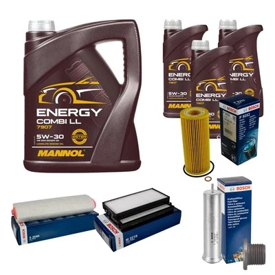 BOSCH Inspektionspaket 8 L MANNOL Combi LL 5W-30 für BMW X5 3.0d xDrive30d X6 - Bild 1 von 4
