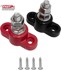 2PCS Car Single Stud Battery Junction Post Block, 12V 5/16" Heavy-Duty Insulated