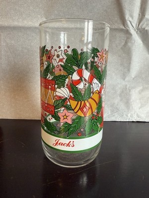 VTG Coca-Cola Jack s Glass Christmas Tumbler Holiday w/Ornaments & Candy Cane 1x