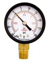 2 Utility Pressure Gauge 14 Npt Lower Mount Black Steel Case -30hg30psi 2 Utility Pressure Gauge 14 Npt Lower Mount Black Steel Case -30hg30psi