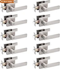 10 Pack Square Door Lever Privacy Door Lock Handleset Keyless Lockset Door Knobs