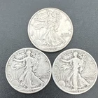 1942 1943 Liberty Walking Half Dollar Silver Coin 90% $1.50 Face 1.07oz Lot of 3