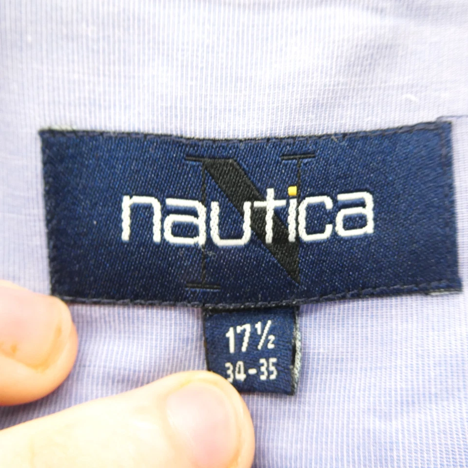 Camisa de vestir Nautica para hombre 17,5 34 35 XL púrpura con botones manga larga bolsillo top Foto 4 de 4