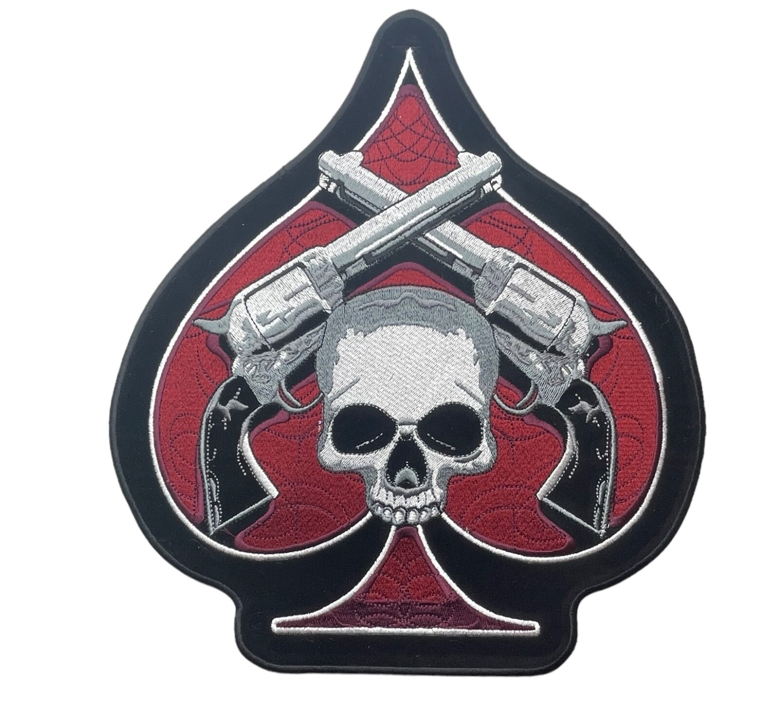 Ace Spades Skull Six Shooters 10 x 11 inch Biker Back Patch HTL1870 LD13