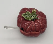 Vintage Ref 851 Portugal  Sanor Ceramica Art Pottery Pumpkin Tomato Tureen