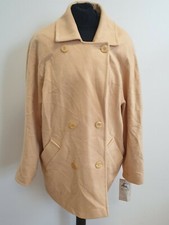 O702 Womens House Of Fraser Yellow Double Breasted Wool Overcoat Uk 14 Bnwt