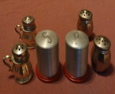 3 sets of attractive, quality vintage metal shakers