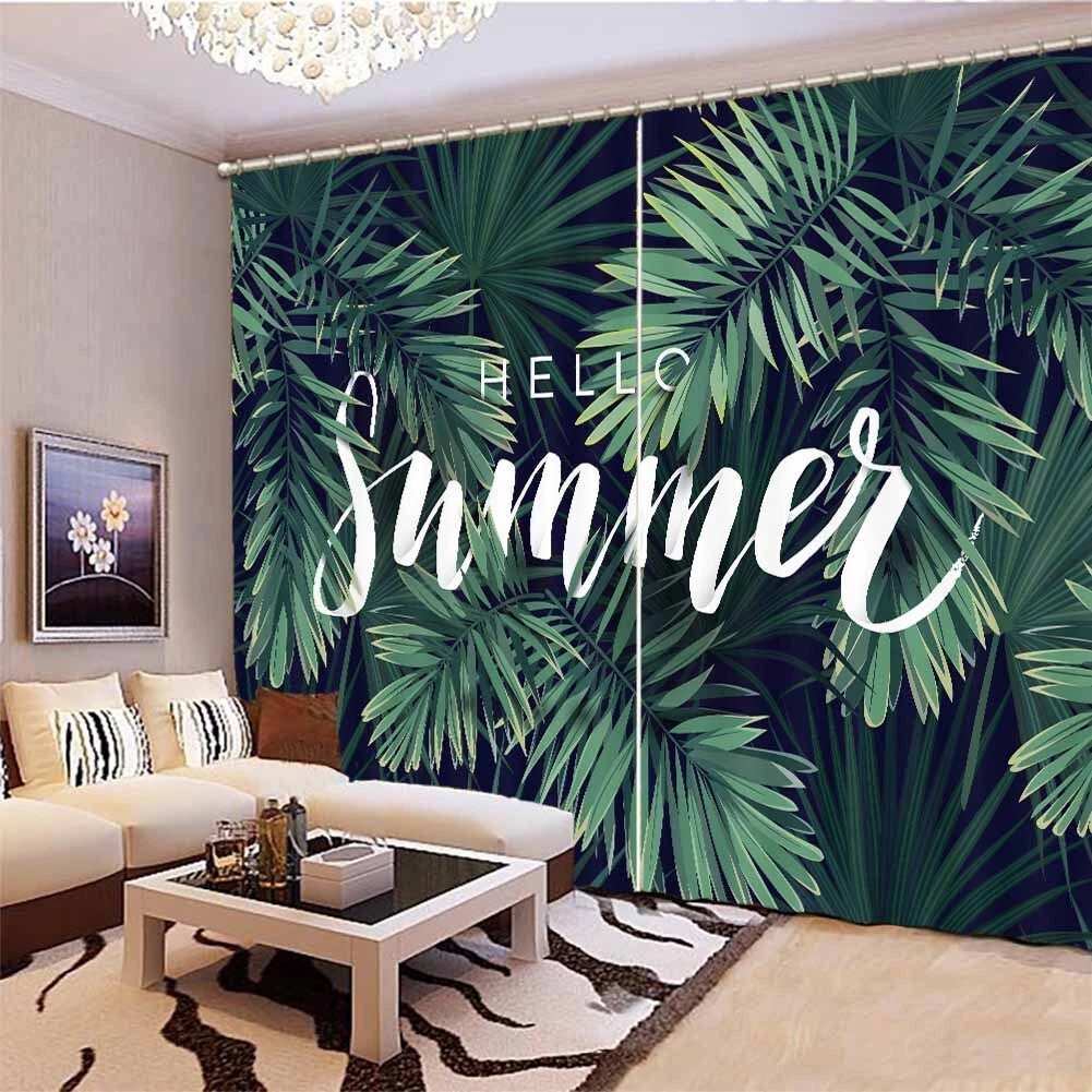 Leaf print cheap curtain fabric
