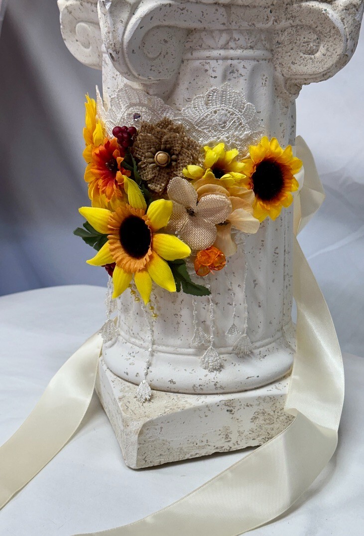 Maternity belt Bump Sash, Photoshoot, Ylw Sunflwrs, Berries, 6'8" length, burlap