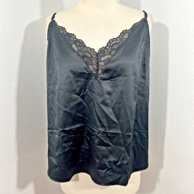Adore Me Lingerie Cami Top Womens Extra Large Black Lace Satin Y2K