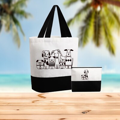 FUNKY DOG DESIGN  TOTE BAG/ SHOPPING BAG FREE MAKEUP BAG