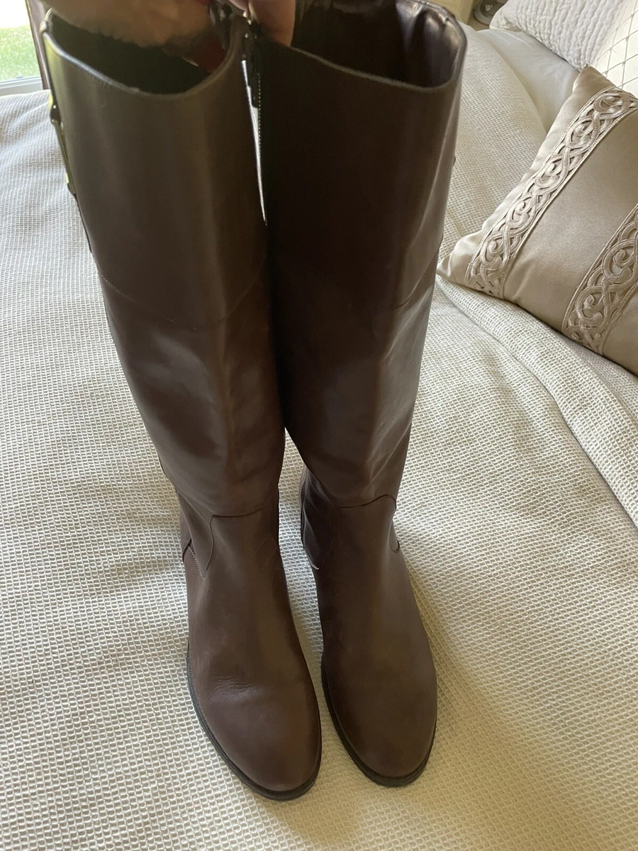 RALPH LAUREN Maribel Tall Brown Leather Riding Boots GUC Sz 7.5