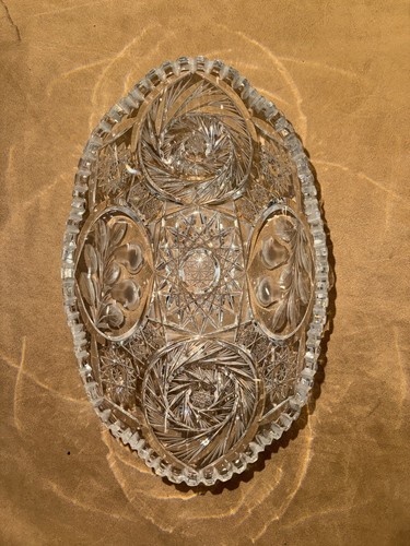 "Cuenco de cristal cortado a mano American Brilliant 12"" Hawkes/Tuthill con peras-hobstars" - Imagen 2 de 11