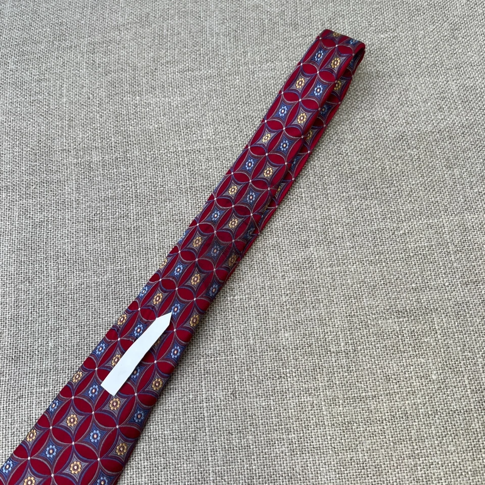 Tom James Tie Men Silk Woven Geometric 62.25x3.5 Hand Made Classic Party Core Go - Image 3 of 4