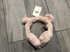 UGG AUSTRALIA GIRLS FAUX FUR EARMUFFS W/EARS, PINK CRYSTAL, NWT, ONE SIZE