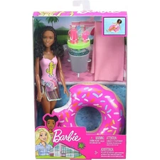 Barbie Pool Party Set with Donut Float- African American New in Box