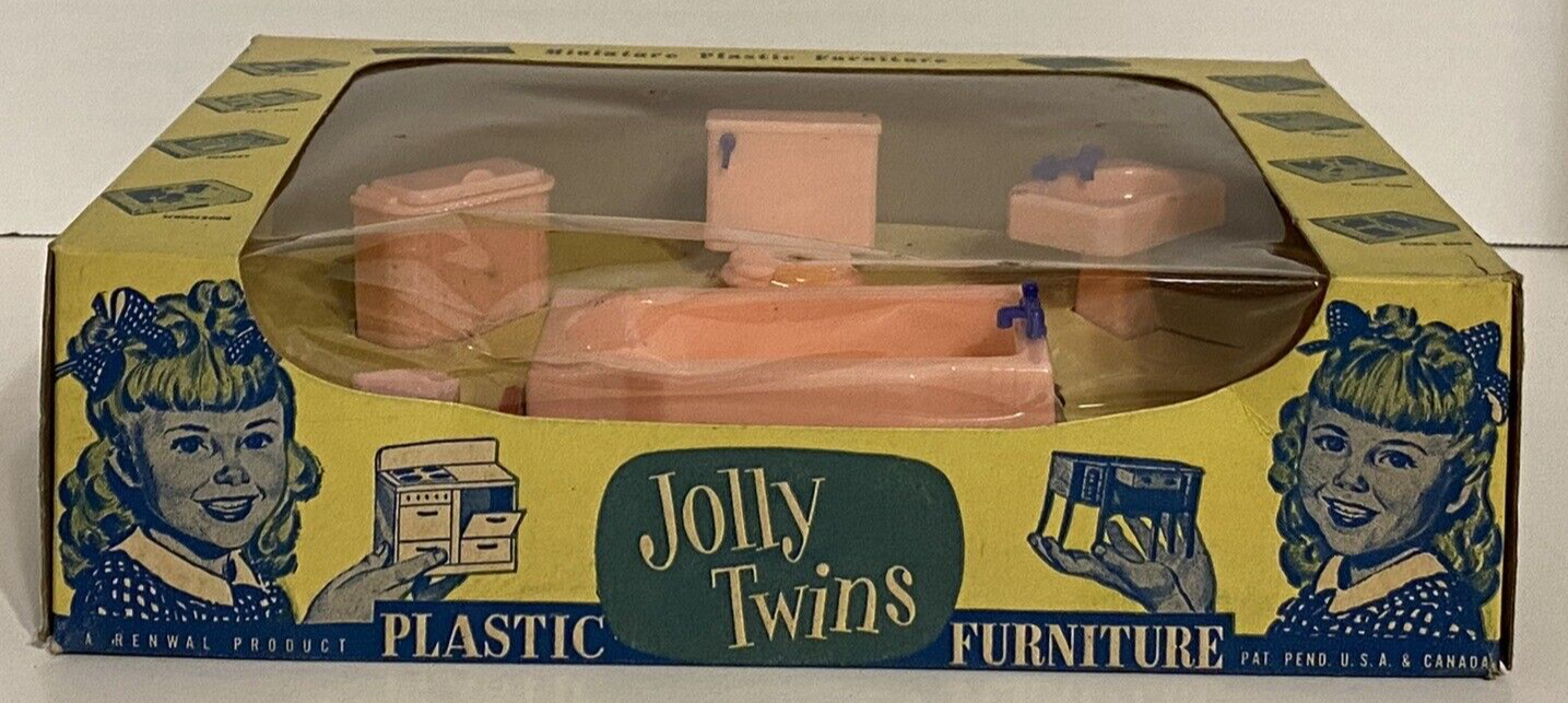 VINTAGE RENWAL'SJOLLY TWINS PLASTIC FURNITURE 612 BATHROOM SET ORIGINAL BOX eBay
