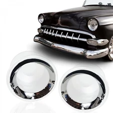 Recessed Frenched Headlight Chrome Trim Ring Pair 7" Flush Mount Bucket Bezel 