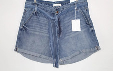 Kancan Women's Cuffed Shorts 3" Lancing High Rise Belted Blue Wash KC7854D