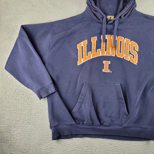 Fighting Illini Hoodie Mens 2XL Blue Reebok Heisman Pullover Sweatshirt NCAA - Picture 4 of 16