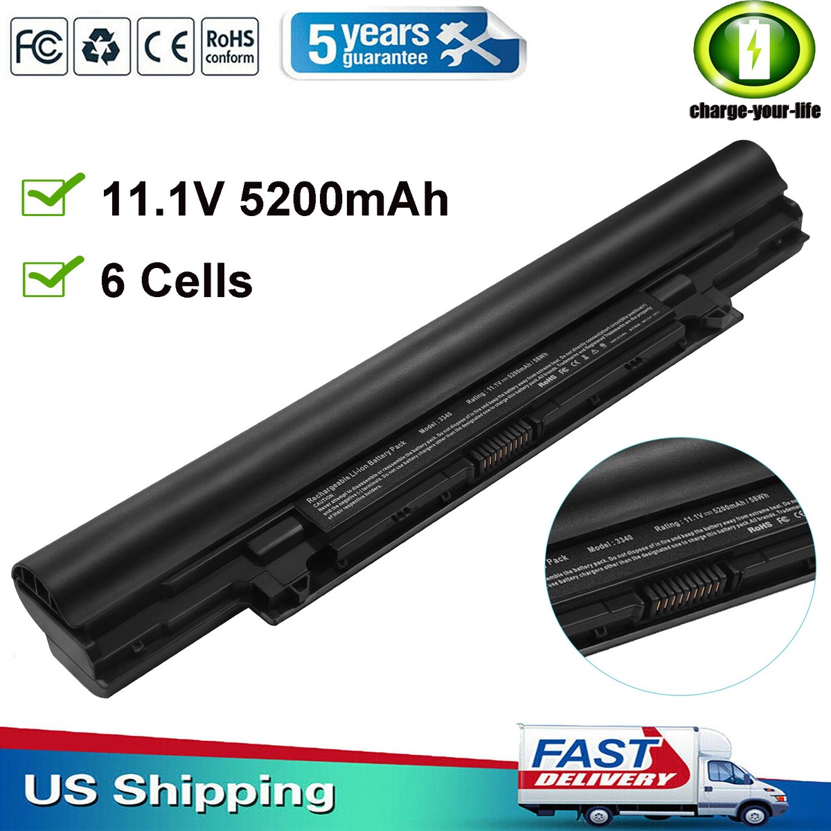 Laptop Battery for Dell Latitude 13 laptop-battery-for-dell-latitude-13-3340-e3340-3350-yfdf9-5mtd8-jr6xc-451-bbjb-ebay