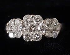 1.25 Carat Genuine Diamond Cluster Ring 14k White Gold GORGEOUS!