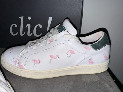 Clic Leder Sneaker Turnschuhe weiß Flamingos Gr 38