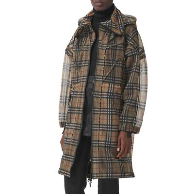 Burberry Cowbit Nova Check-Print Plaid Transparent Mesh Mid Length