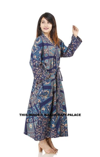 Mandala Kimono Wedding Gown Cotton Night Gown Sleepwear Women Long Night dress - Picture 55 of 77