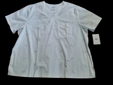 Cherokee 3XL Men's White Scrub With Grey "RN" Print/ Front Pocket/V Neck NWT