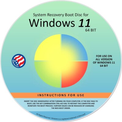DVD Compatible with Windows 11 All Versions 64 bit. Recover,Restore, Repair Boot