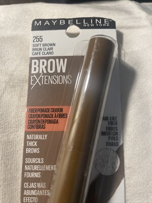 Maybelline New York Brow Extensions Fiber Eyebrow Pomade Crayon, Soft Brown #255