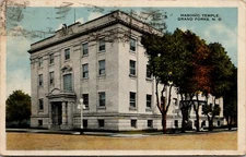 Postcard Masonic Temple - Grand Forks North Dakota - Posted 1918 Cedar Falls IA