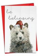 Christmas 5"x7" Greeting Card w/ Envelope Merry Christmas Holiday Be Wild Bear