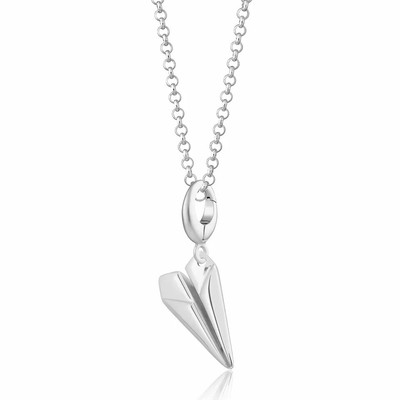 LILY CHARMED SILVER PAPER PLANE NECKLACE RRP £50