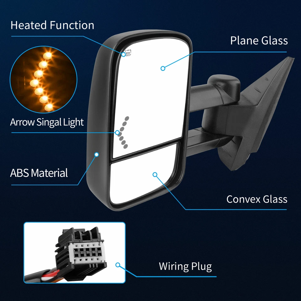 Power Heated Tow Mirrors for 2007-2013 Chevy Silverado Sierra 1500 2500HD 3500HD - Image 3 of 4