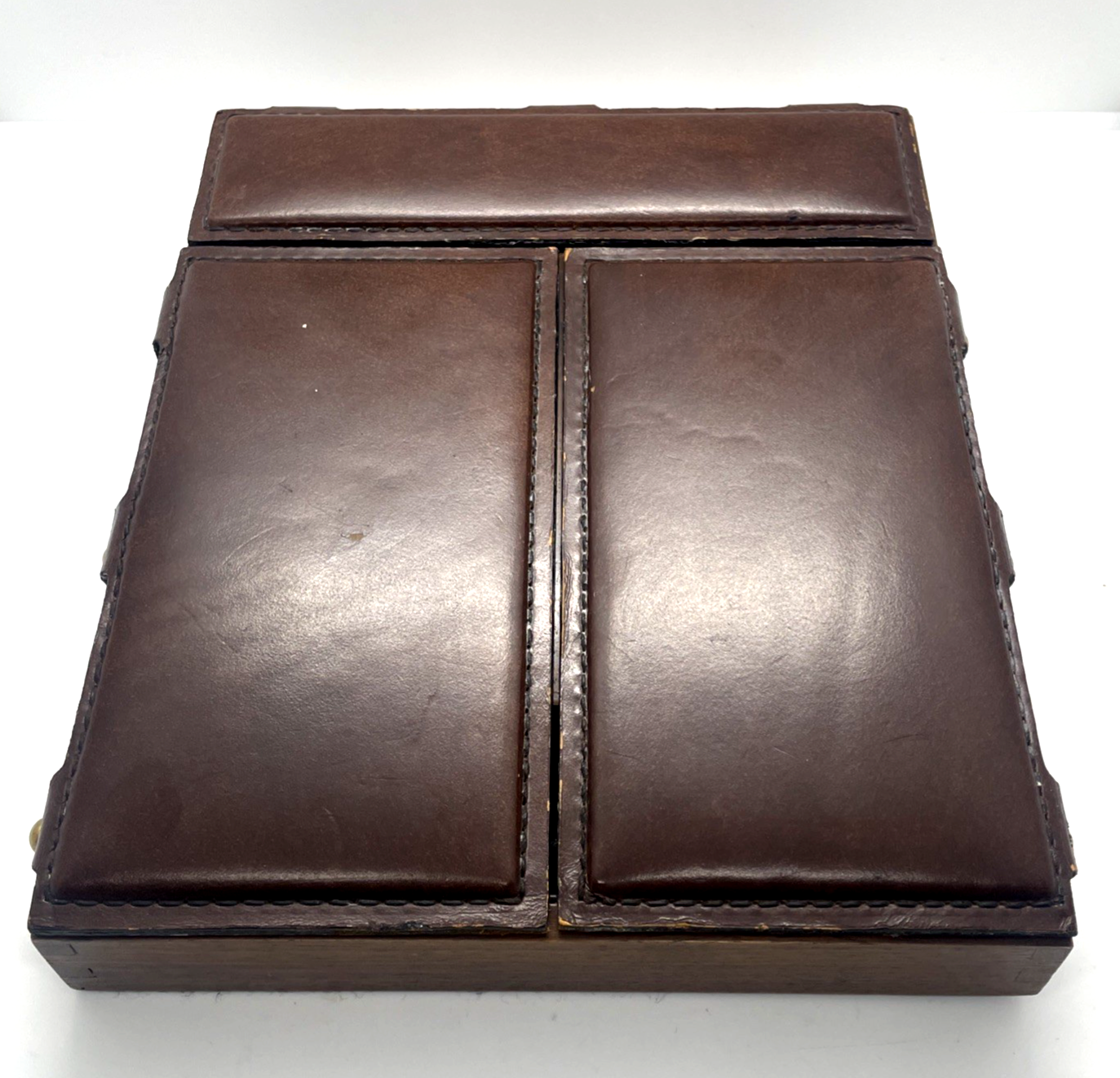 Bosca Hand-Stained Top-Grain Leather and Wood Valet Box