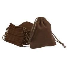 Velvet Drawstring Bags 4.72x5.91 Inch Gift Bags Jewelry Pouches Brown 10Pcs