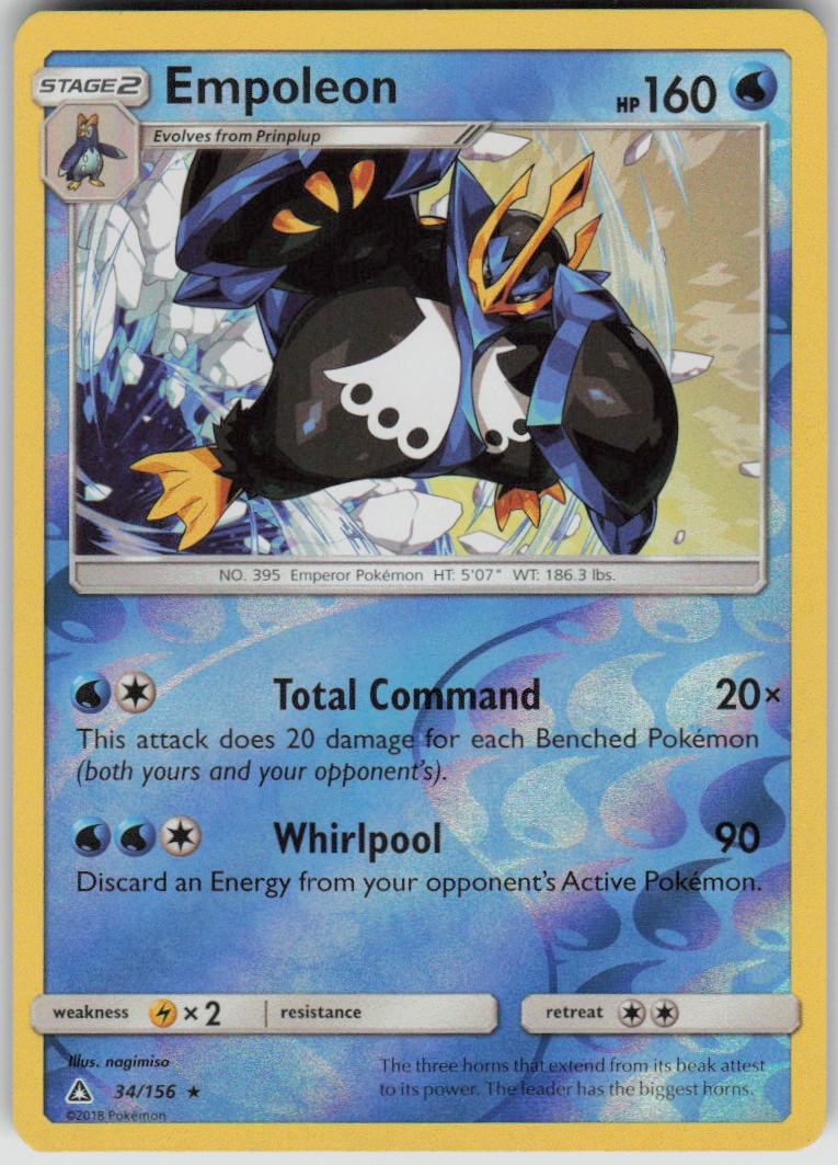 Pokemon Empoleon Rare SM - Ultra Prism 34/156 NM