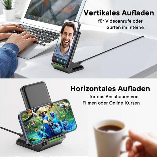 15W Wireless Charger Induktive Ladestation für Qi-fähige Smartphones - Picture 5 of 7