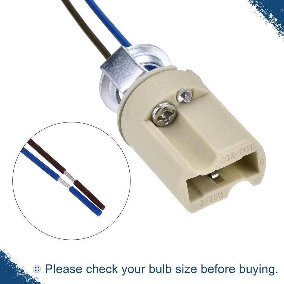 10pcs G9 Bulb Socket AC250V 2A15cm Wire Lamp Holder with Bracket Ceramics White - Image 2 of 4