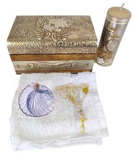 Baptism Candle Set in Premium Decoration Box with Towel, Rosary and Shell Inc...