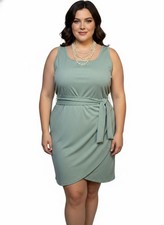 Cider Curve Sage Green Faux Wrap Dress Size 3X