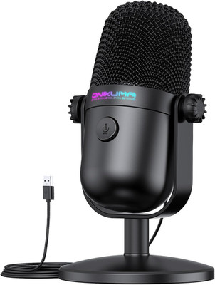 Gaming Microphone with Noise Cancellation & Mute Button, USB Condenser Mic fo...