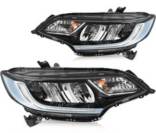For 1.5L 2015-2020 Honda Fit Headlights Black Housing Head Lamps Front Pair