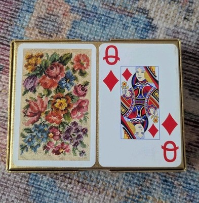 Piatnik Austria Tapestry Deck Playing Cards Bridge Vintage 50's Print Two Decks