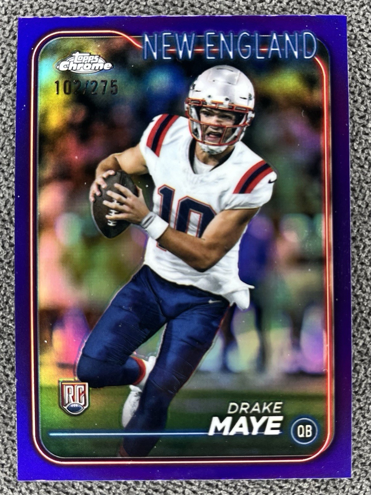 2024 Topps Chrome - Rookies Drake Maye #203 Purple Refractor /275 (RC)